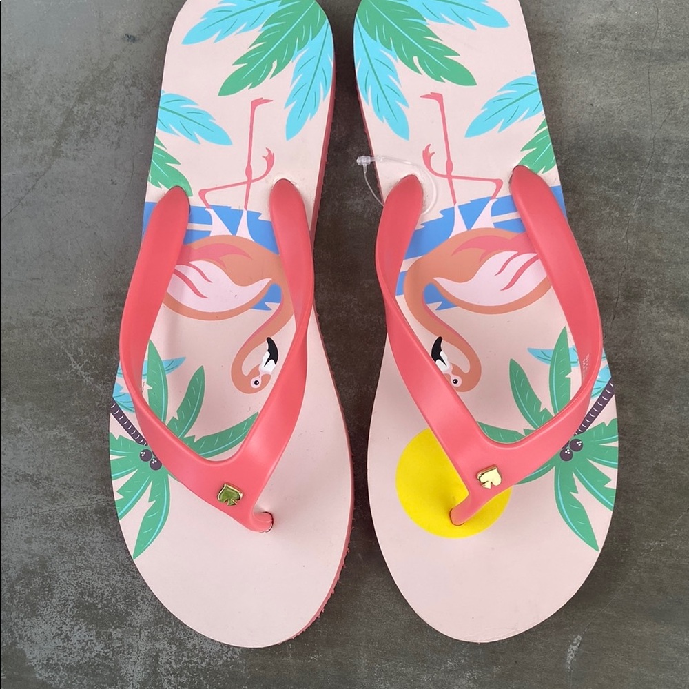 Flamingo Print Pink  Flip Flops BY KATE SPADE size 9/10